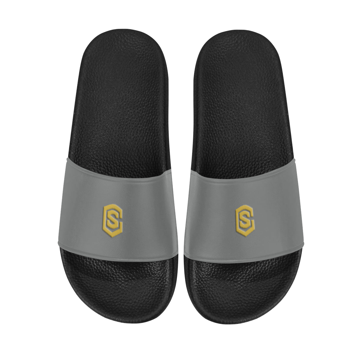 gold logo Men's Slide Sandals (Model 057)