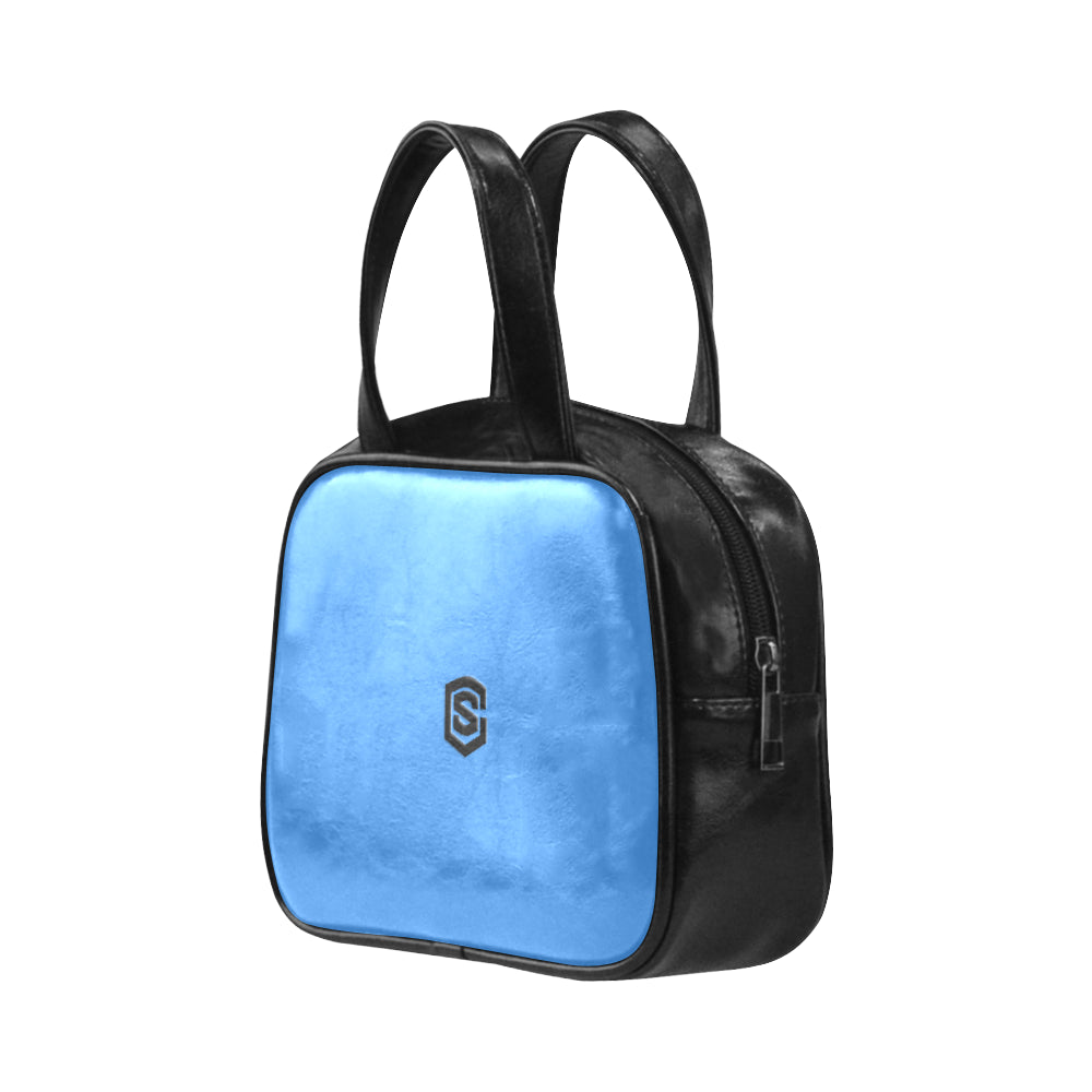 BLUE LEATHER TOP HANDLE HANDBAG black logo Leather Top Handle Handbag (Model 1662)