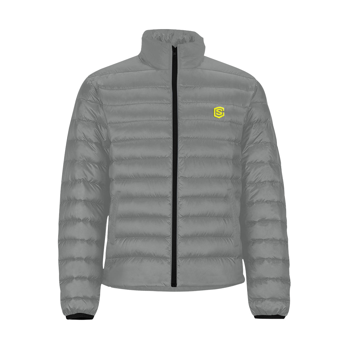 Yellow Logo Men's Stand Collar Padded Jacket (Model H41)