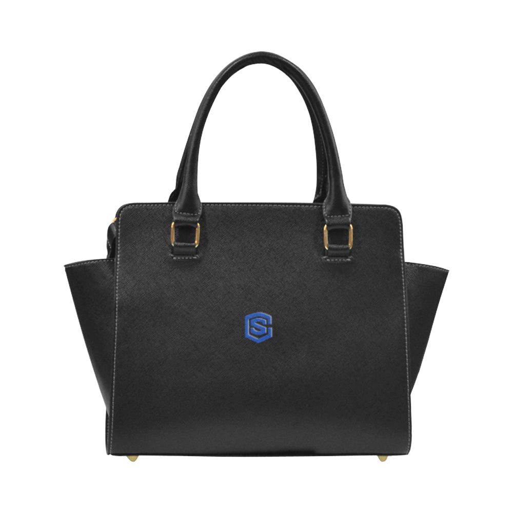 BLACK CLASSIC SHOULDER HANDBAG blue logo Classic Shoulder Handbag (Model 1653)