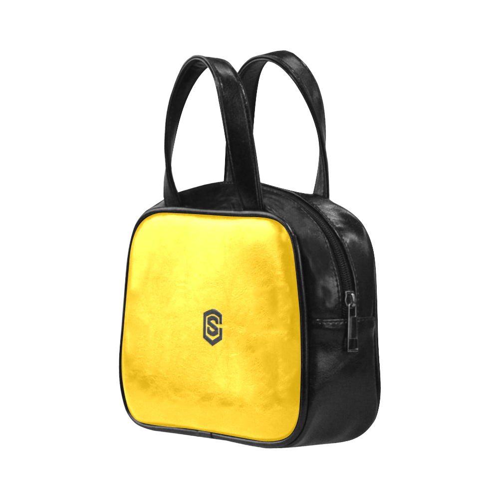 ORANGE LEATHER TOP HANDLE HANDBAG black logo Leather Top Handle Handbag (Model 1662)