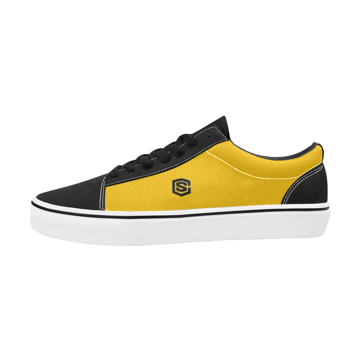 black logo Women's Low Top Skateboarding Shoes (Model E001-2)