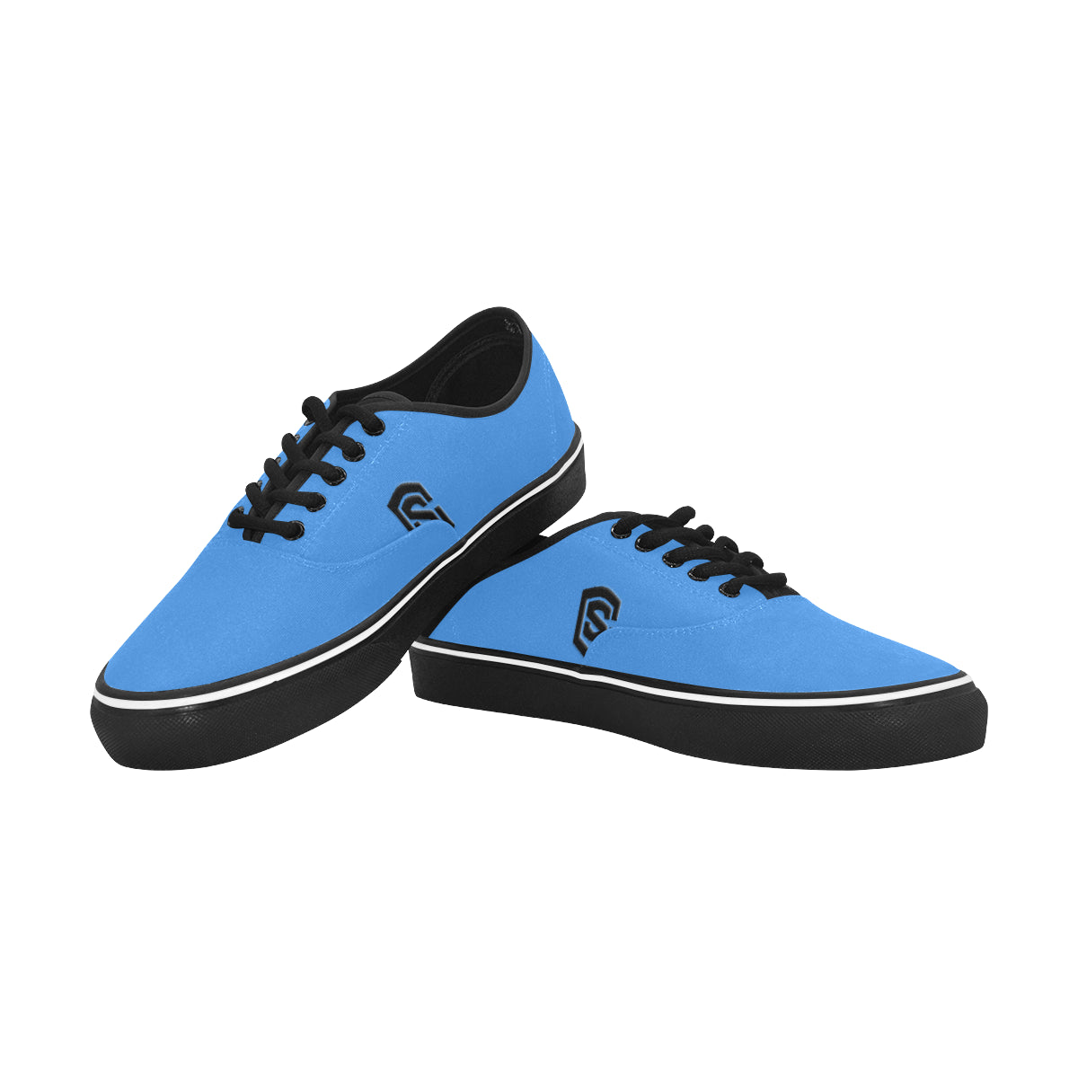 black logo Classic Men's Canvas Low Top Shoes/Large (Model E001-4)