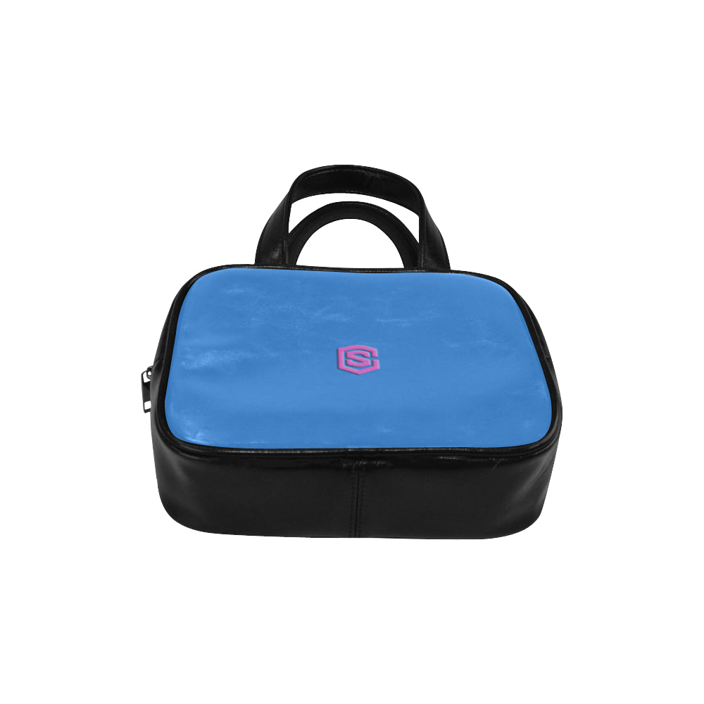 BLUE LEATHER TOP HANDLE HANDBAG pink logo Leather Top Handle Handbag (Model 1662)