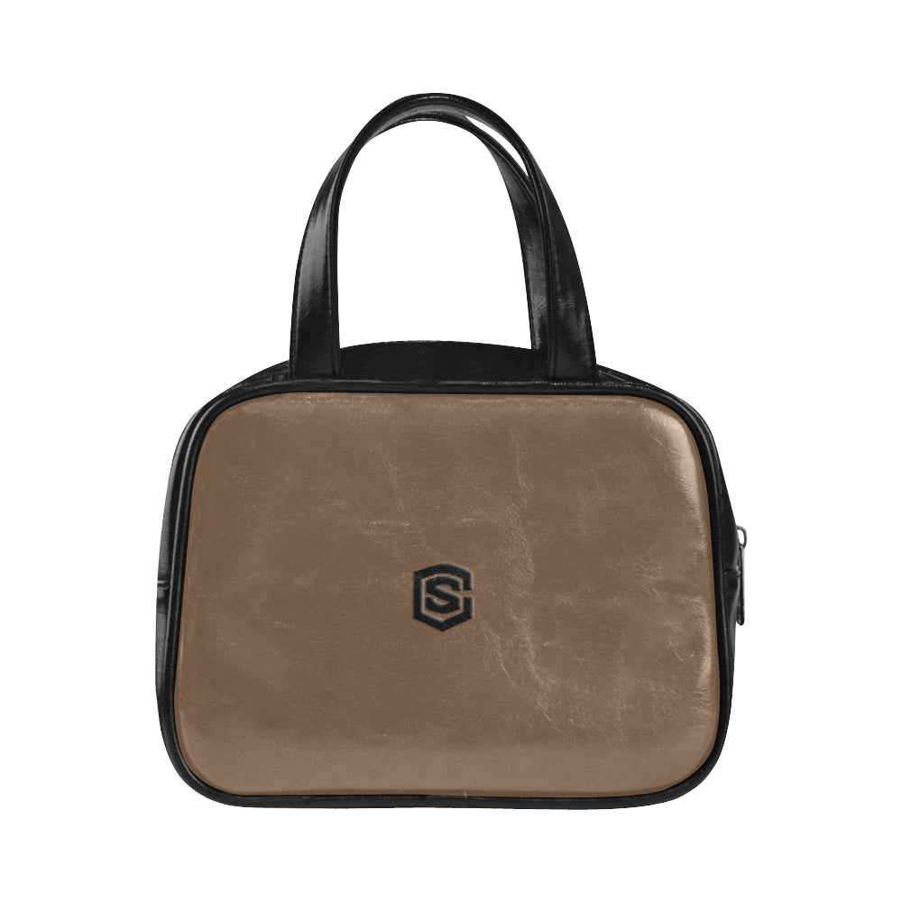 GREEN LEATHER TOP HANDLE HANDBAG black logo Leather Top Handle Handbag (Model 1662)