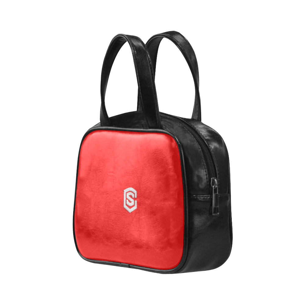 RED LEATHER TOP HANDLE HANDBAG silver logo Leather Top Handle Handbag (Model 1662)