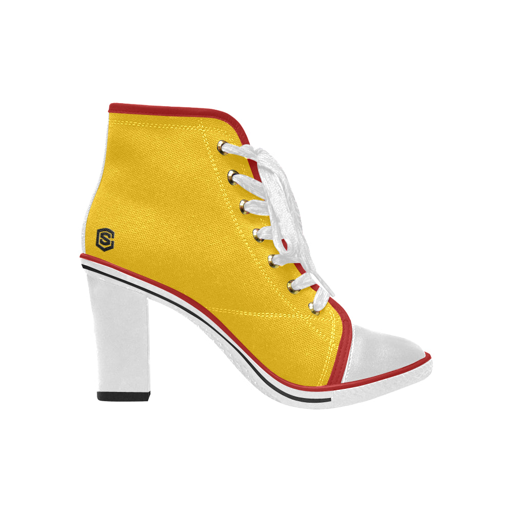 black logo Women's Lace Up Chunky Heel Ankle Booties (Model 054)