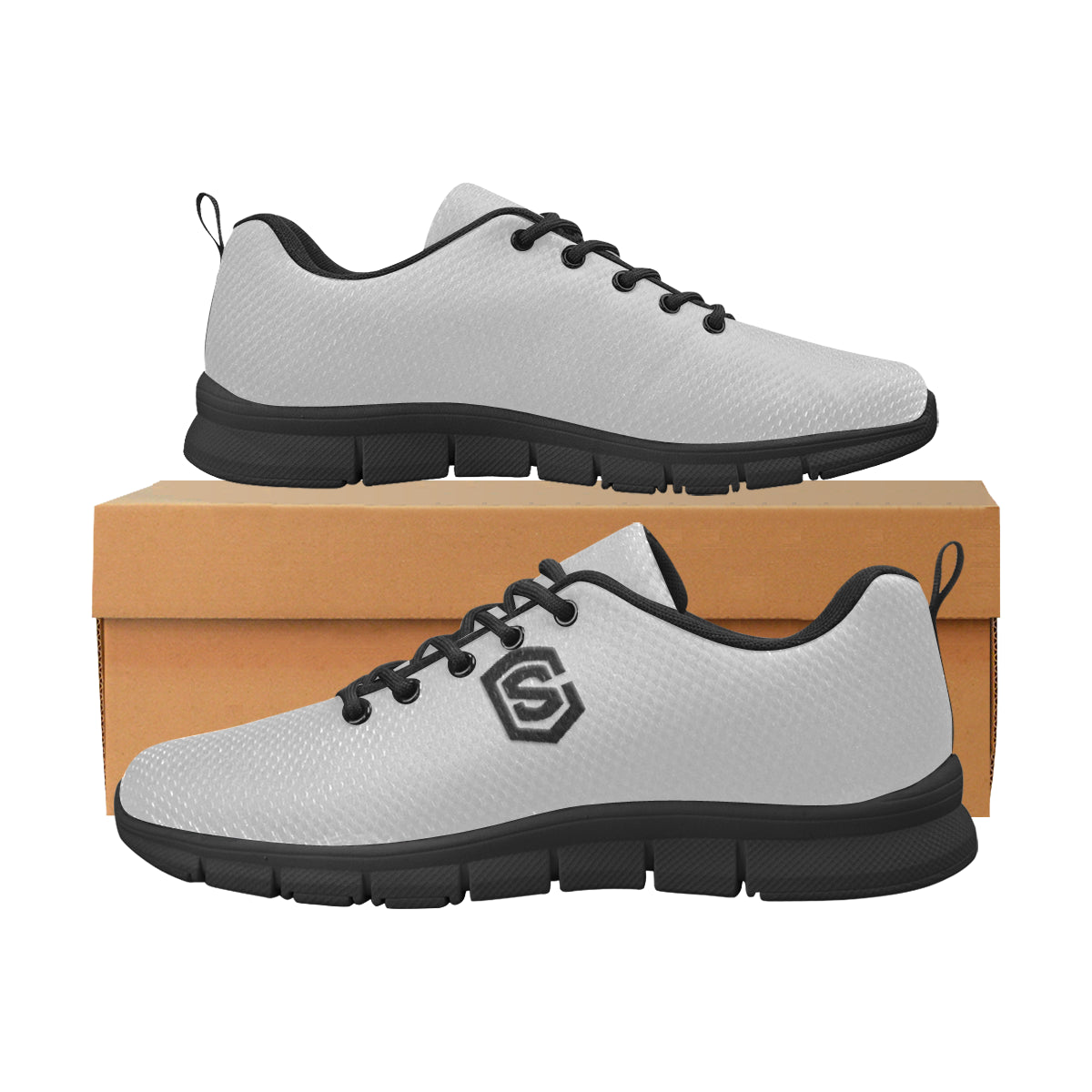 black logo Men's Breathable Running Shoes (Model 055)