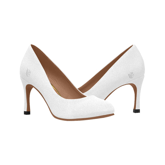 WHITE Women's High Heels white logo Women's High Heels (Model 048)