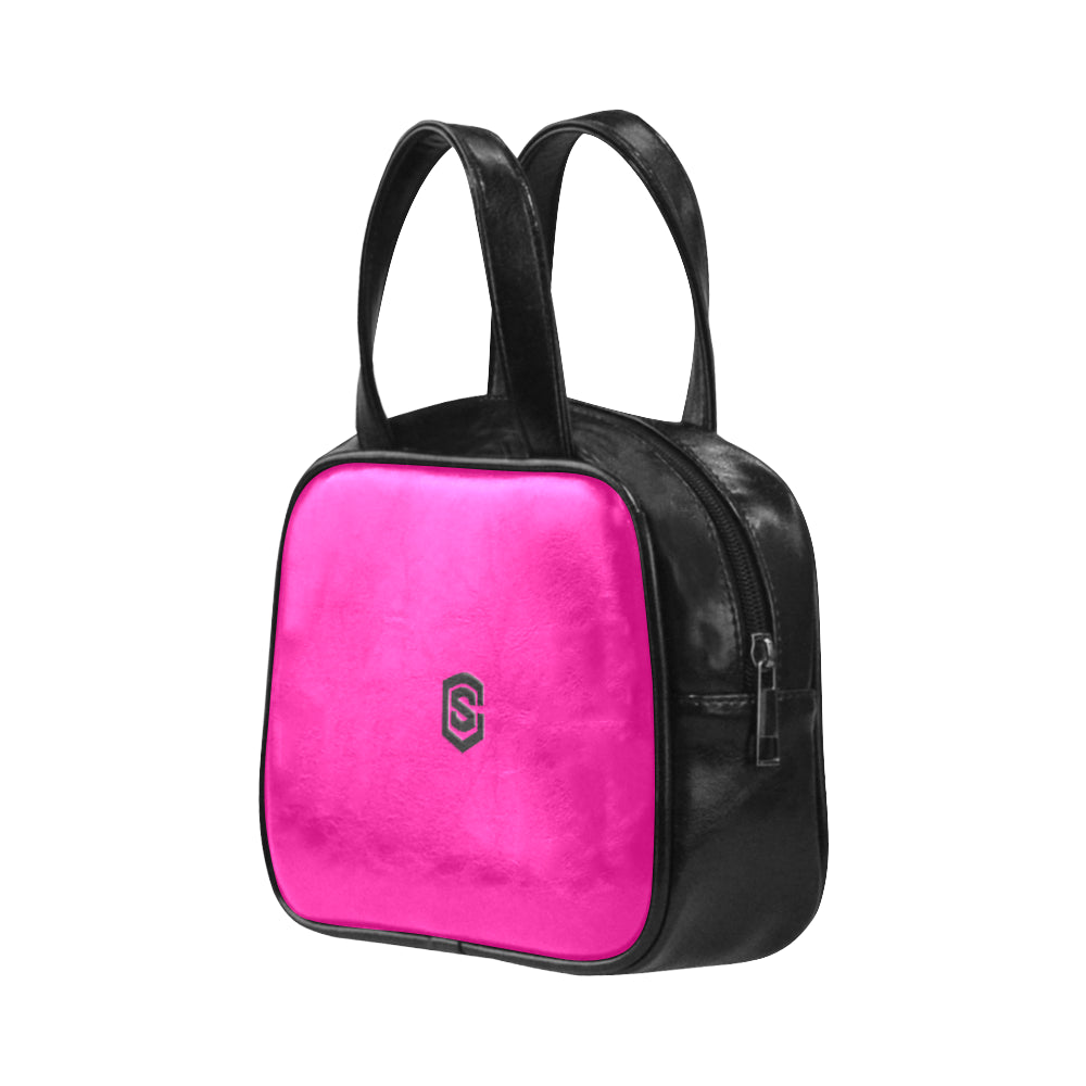 PURPLE LEATHER TOP HANDLE HANDBAG black logo Leather Top Handle Handbag (Model 1662)