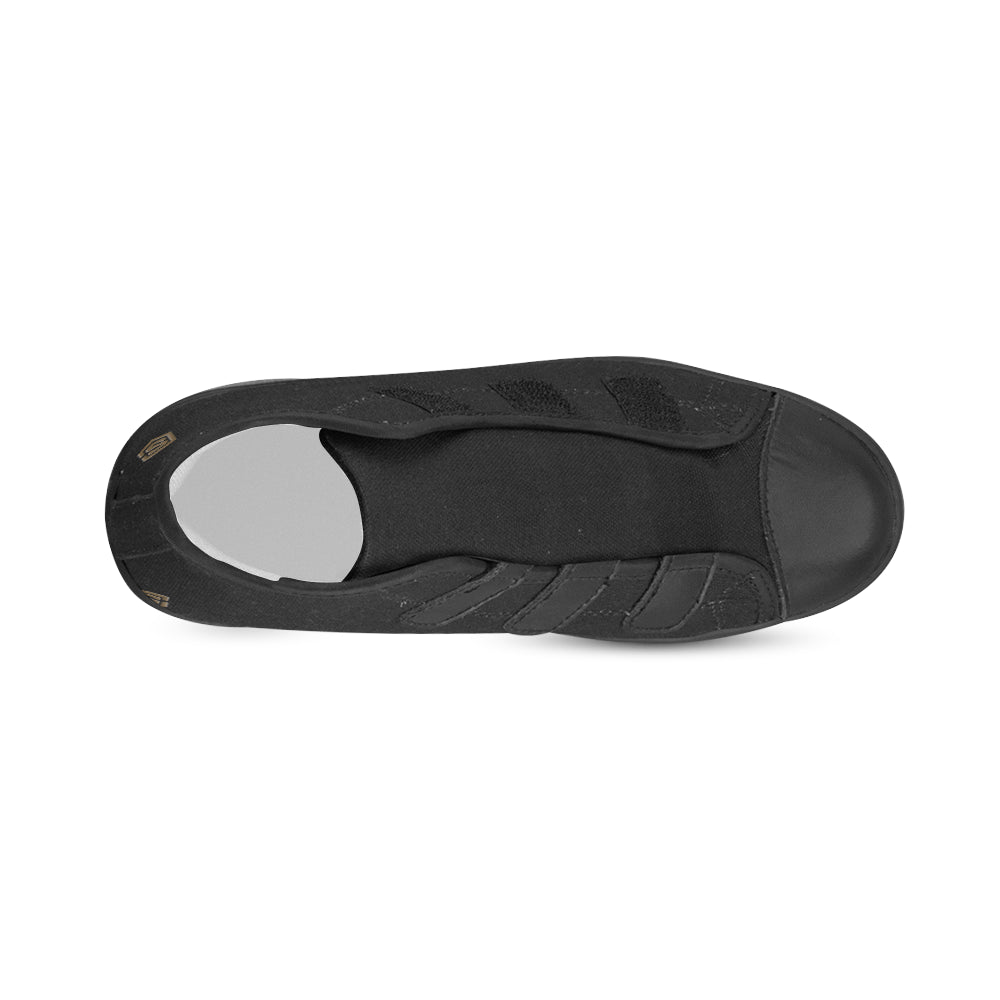 BLACK CANVAS KID SHOES brown logo Velcro High Top Canvas Kid's Shoes (Model 015)