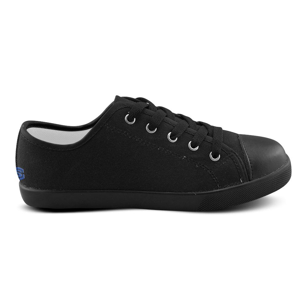 BLACK CANVAS KID SHOES blue logo Canvas Kid's Shoes (Model 016)