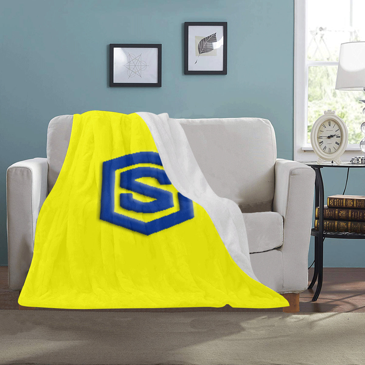 Yellow Ultra-Soft Micro Fleece Blanket with Blue Logo Ultra-Soft Micro Fleece Blanket 30"x40"