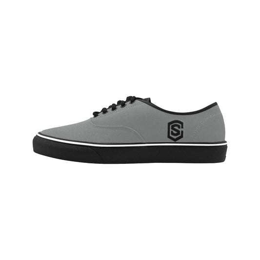 black logo Classic Men's Canvas Low Top Shoes/Large (Model E001-4)
