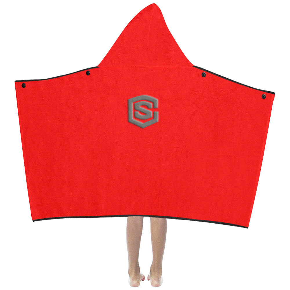 Red Kids' Hooded Bath Towels with Silver Logo Kids' Hooded Bath Towels