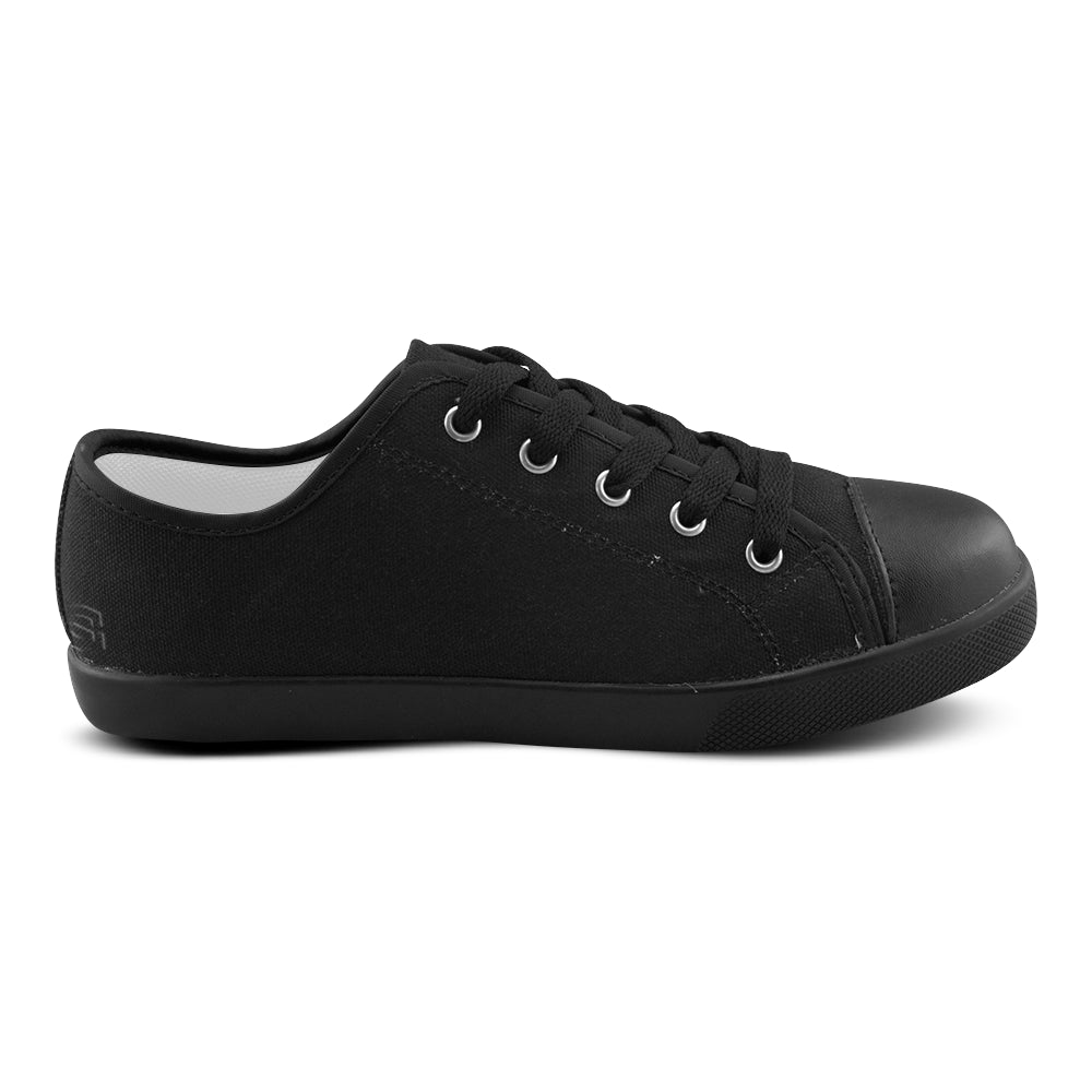 BLACK CANVAS KID SHOES black logo Canvas Kid's Shoes (Model 016)