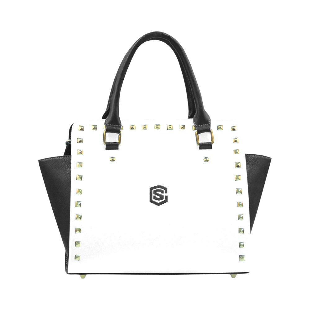 WHITE RIVET SHOULDER HANDBAG black logo Rivet Shoulder Handbag (Model 1645)