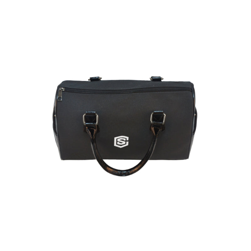 BLACK HANDBAG white logo Boston Handbag (Model 1621)