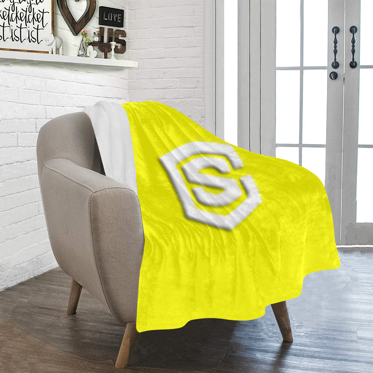 Yellow Ultra-Soft Micro Fleece Blanket with White Logo Ultra-Soft Micro Fleece Blanket 30"x40"