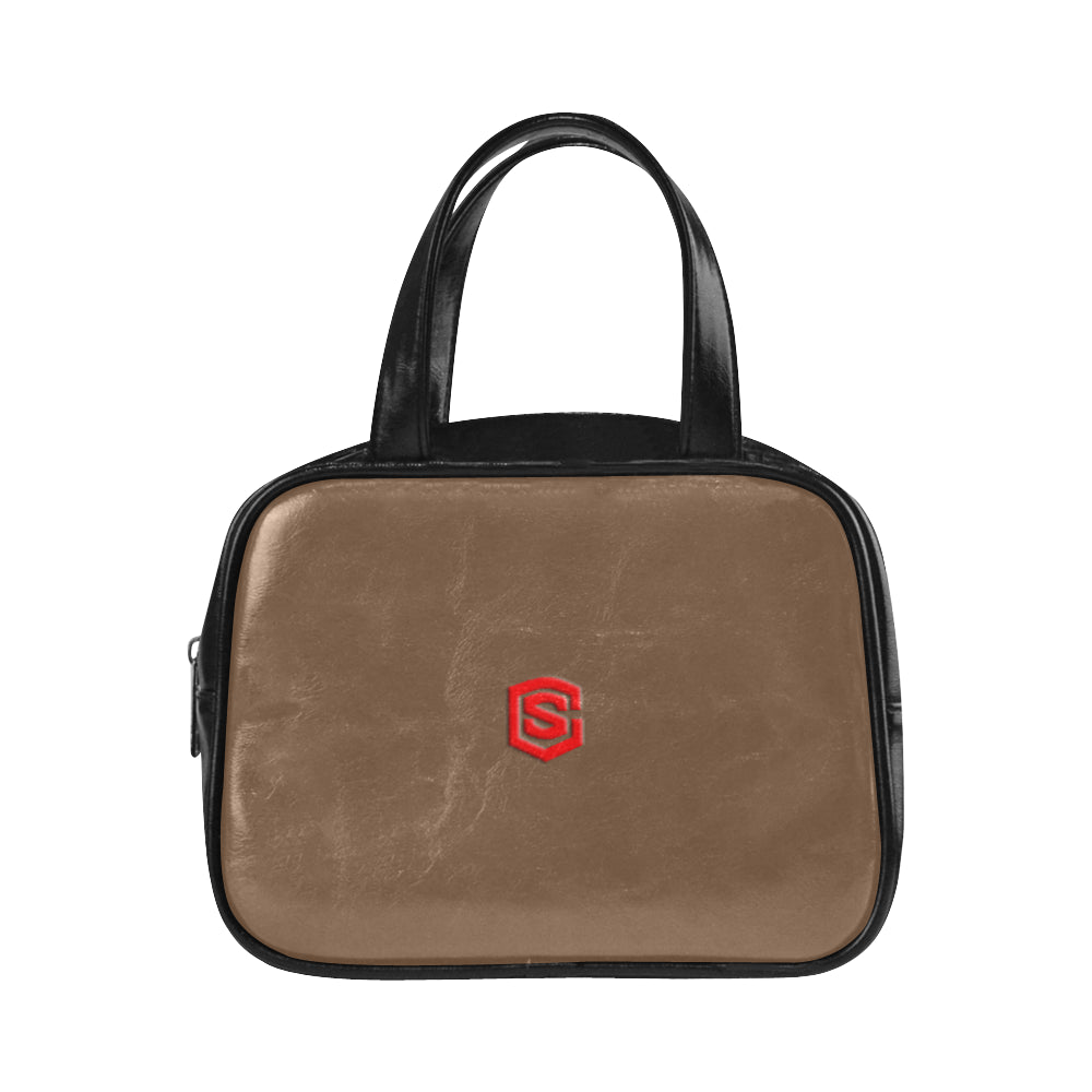 DARK ORANGE LEATHER TOP HANDLE HANDBAG red logo Leather Top Handle Handbag (Model 1662)
