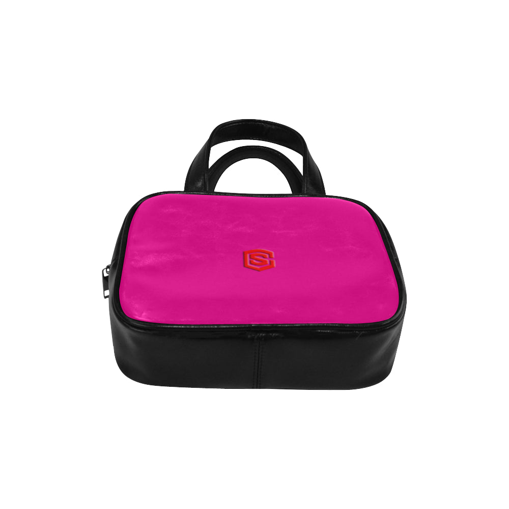 PURPLE LEATHER TOP HANDLE HANDBAG red logo Leather Top Handle Handbag (Model 1662)