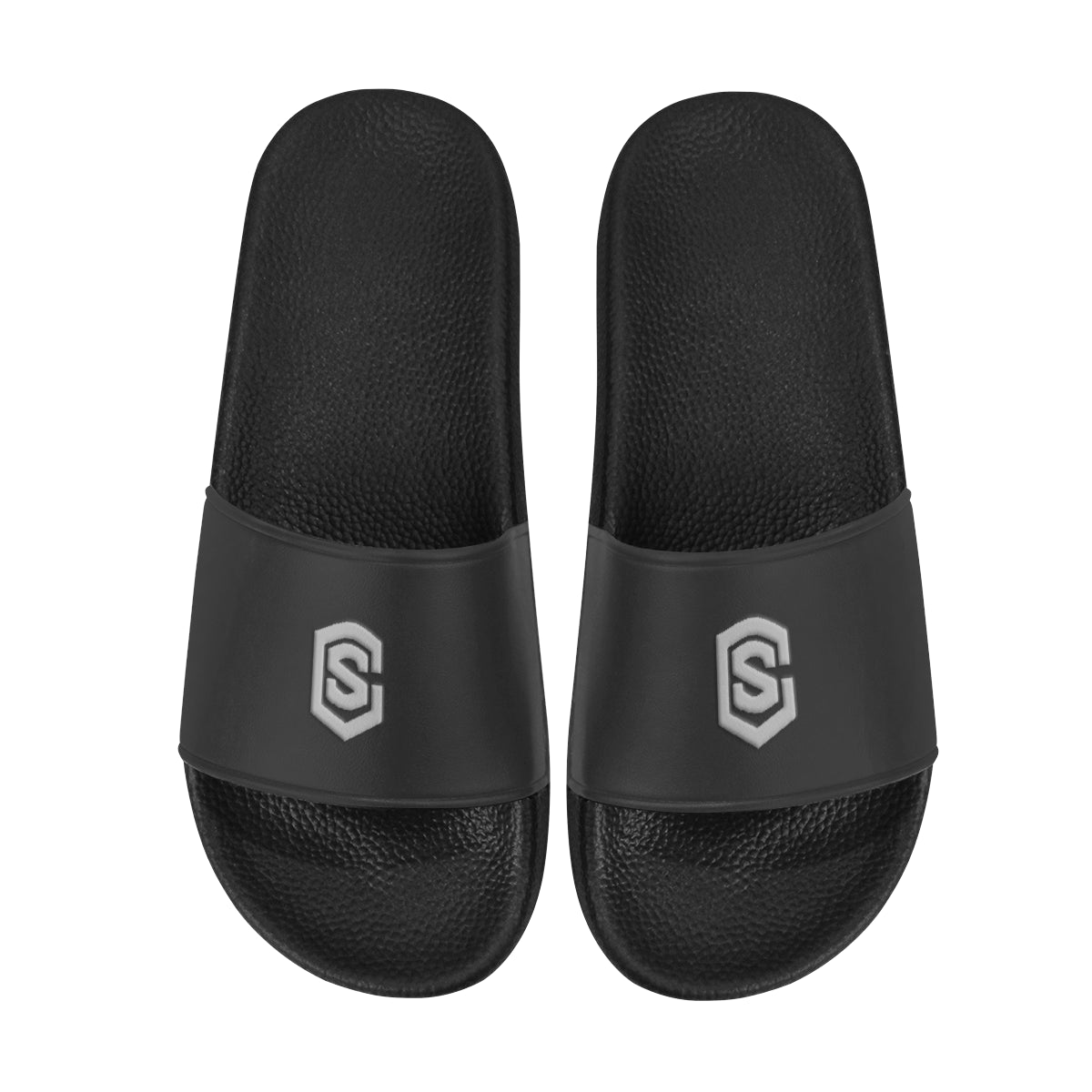 silver logo Men's Slide Sandals (Model 057)