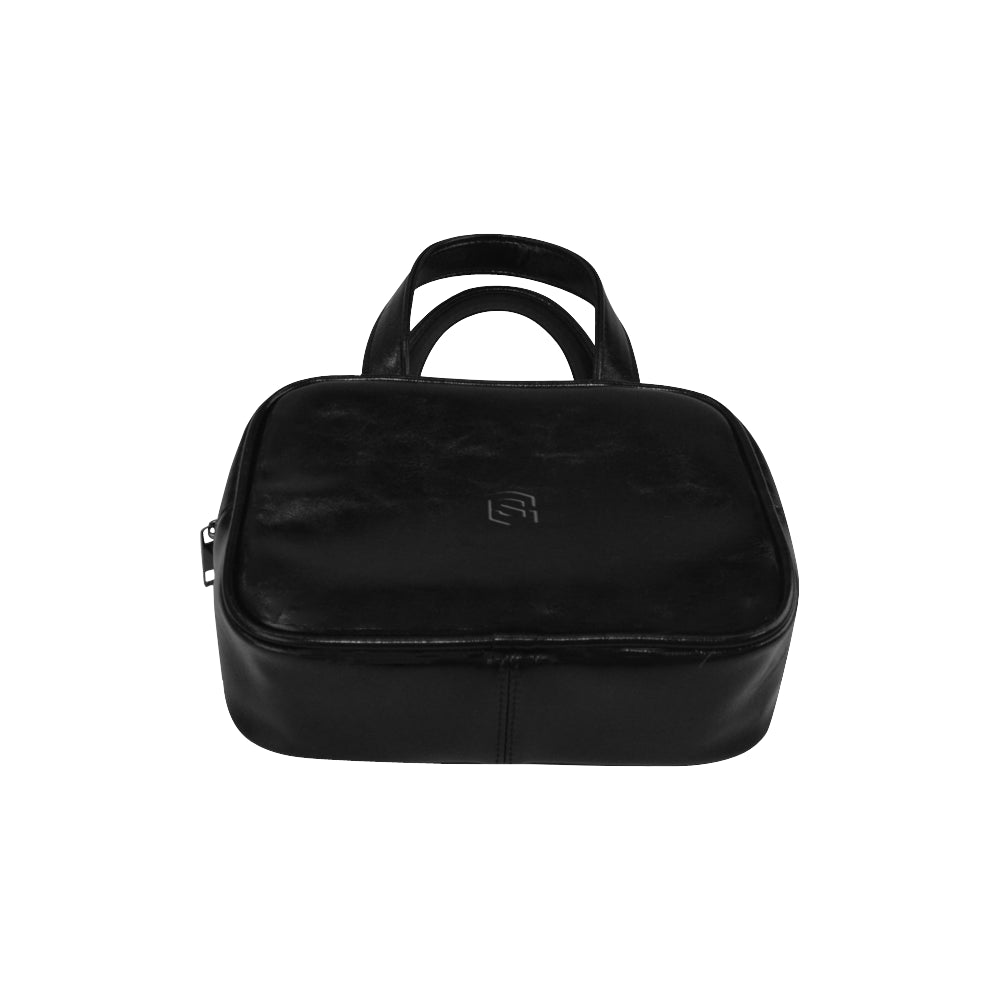 BLACK LEATHER TOP HANDLE HANDBAG black logo Leather Top Handle Handbag (Model 1662)