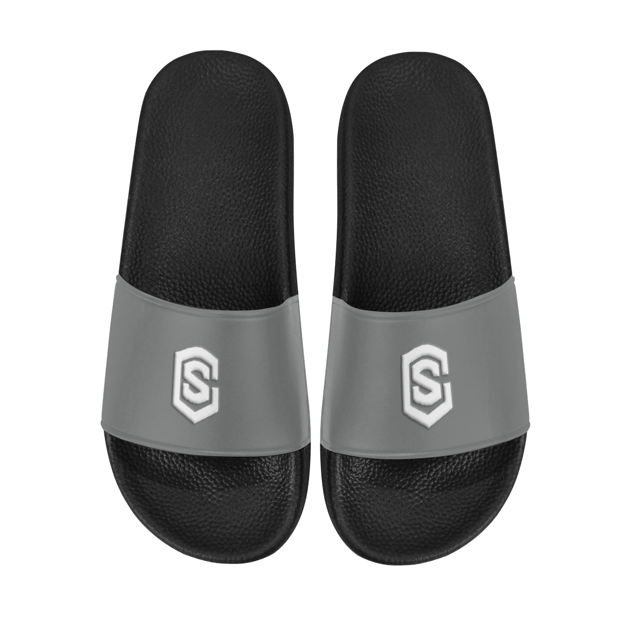 white logo Men's Slide Sandals (Model 057)