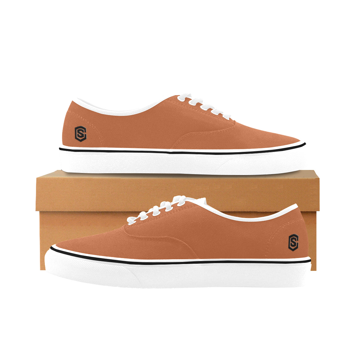 black logo Classic Women's Canvas Low Top Shoes (Model E001-4)