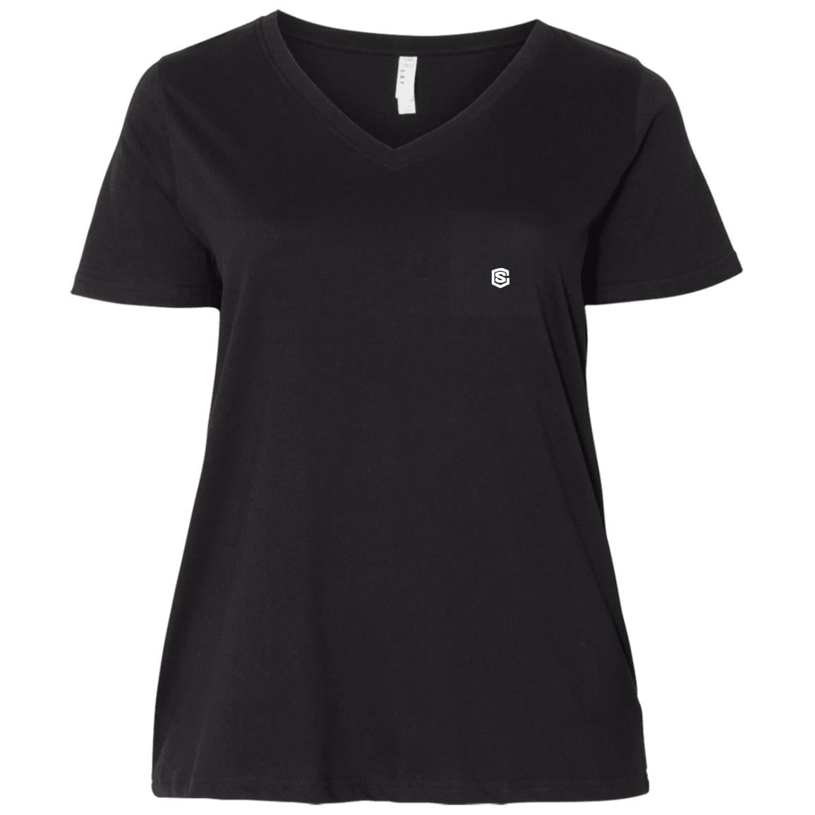 Illustrator White Logo 3807 Ladies' Curvy V-Neck T-Shirt