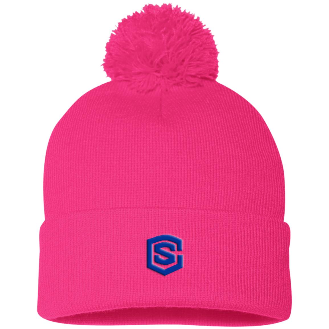 blue (2) SP15 Pom Pom Knit Cap