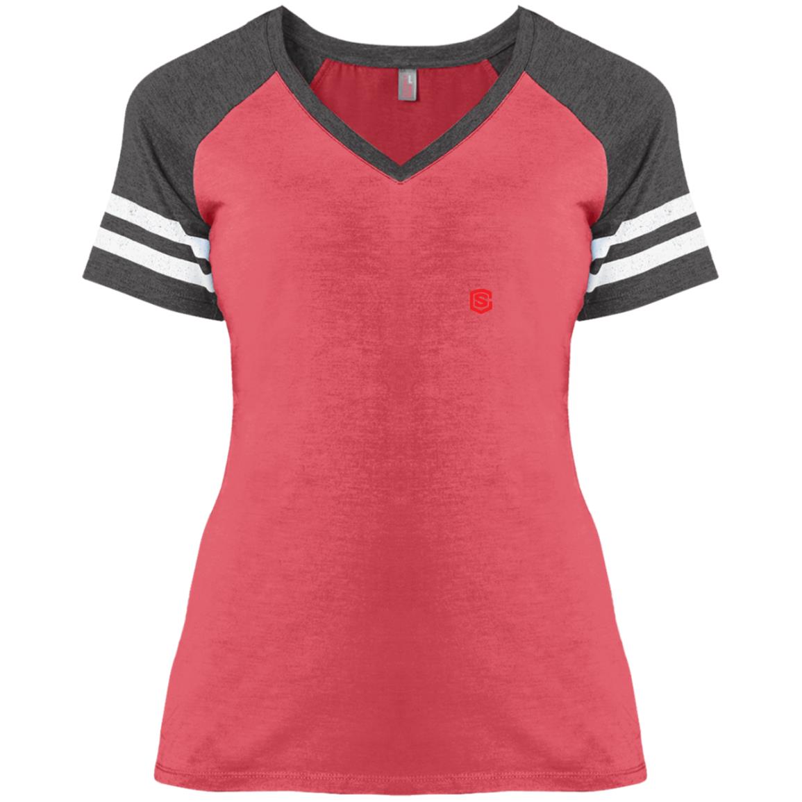 Illustrator Red Logo DM476 Ladies' Game V-Neck T-Shirt