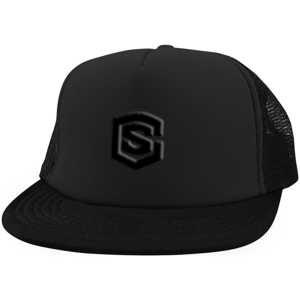 black (2) DT624 Trucker Hat with Snapback