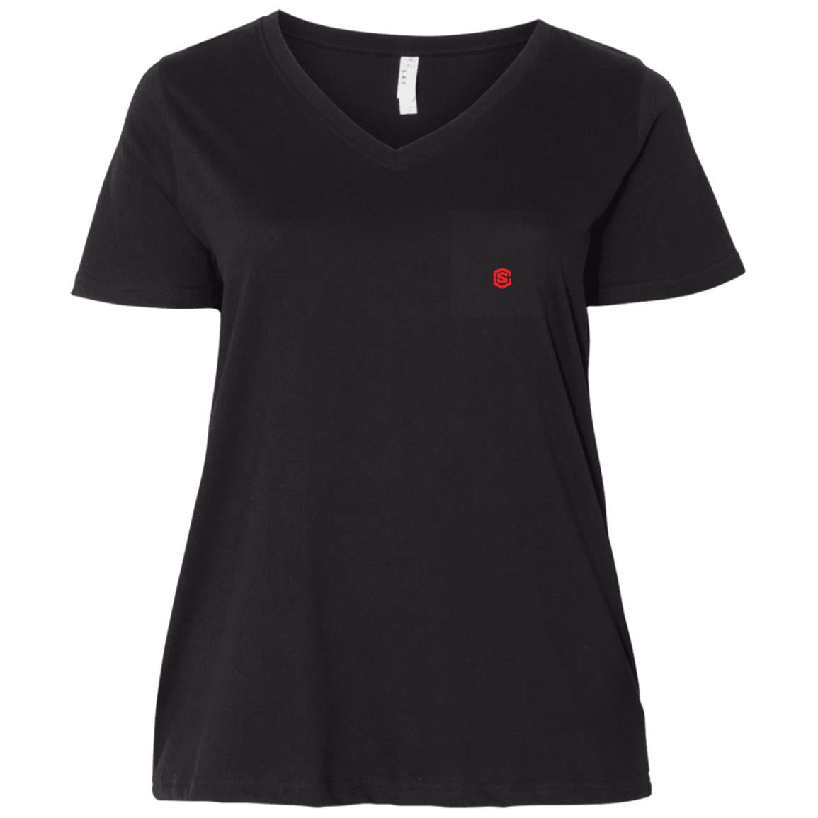 Illustrator Red Logo 3807 Ladies' Curvy V-Neck T-Shirt