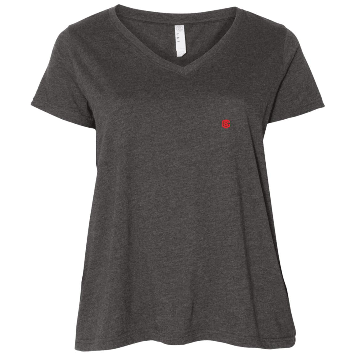 Illustrator Red Logo 3807 Ladies' Curvy V-Neck T-Shirt