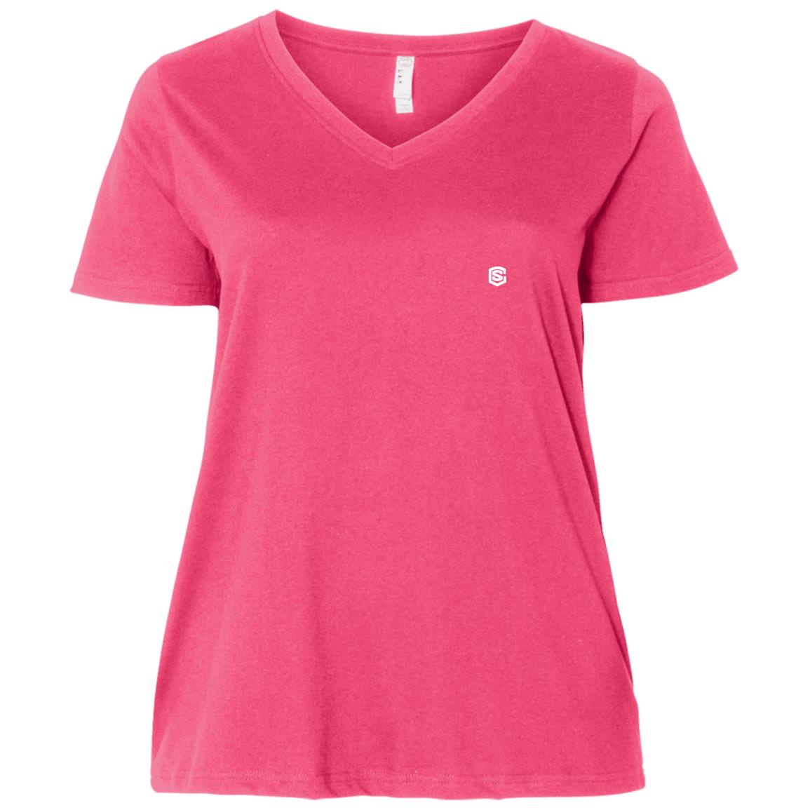 Illustrator White Logo 3807 Ladies' Curvy V-Neck T-Shirt