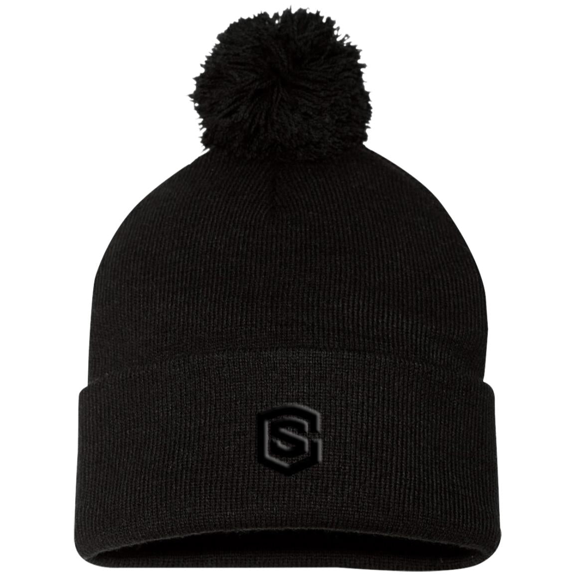 black (2) SP15 Pom Pom Knit Cap
