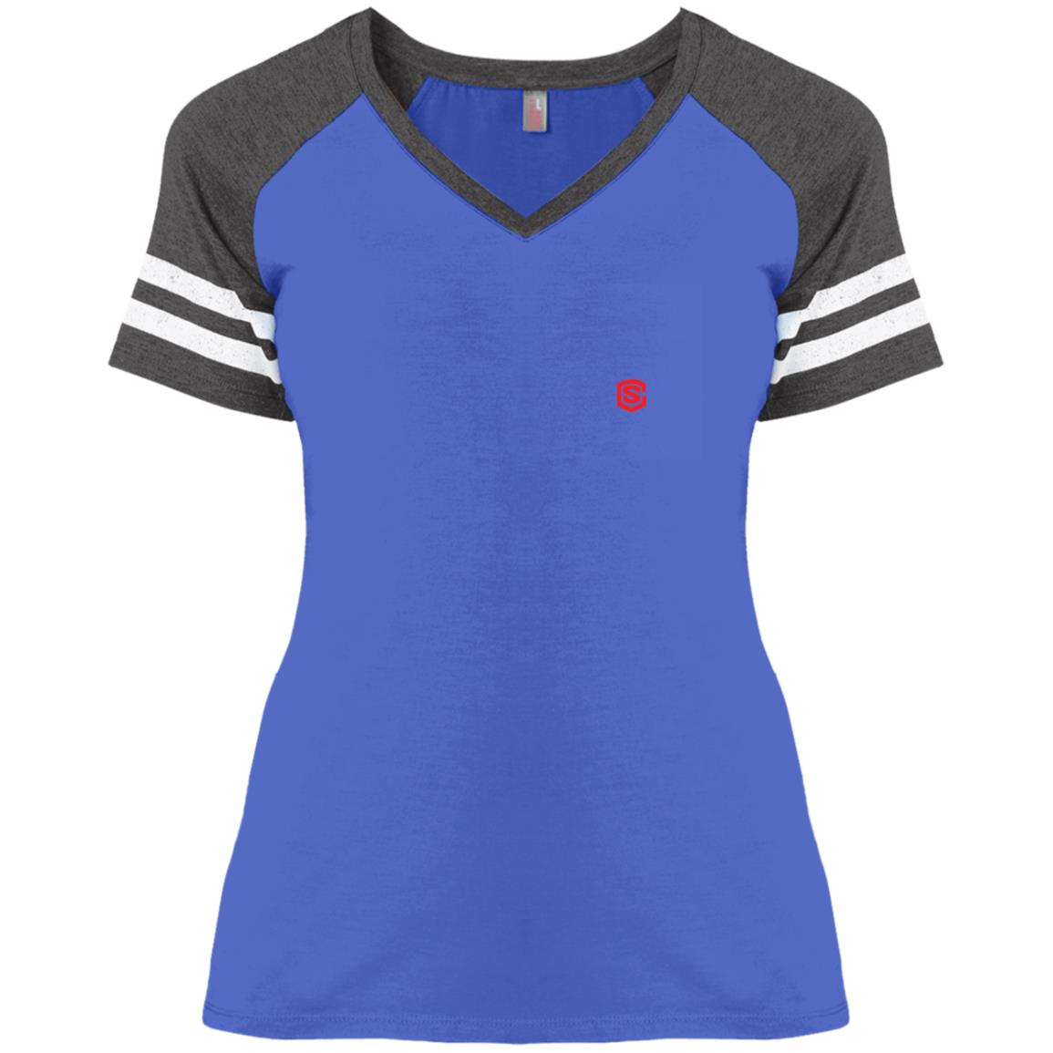 Illustrator Red Logo DM476 Ladies' Game V-Neck T-Shirt