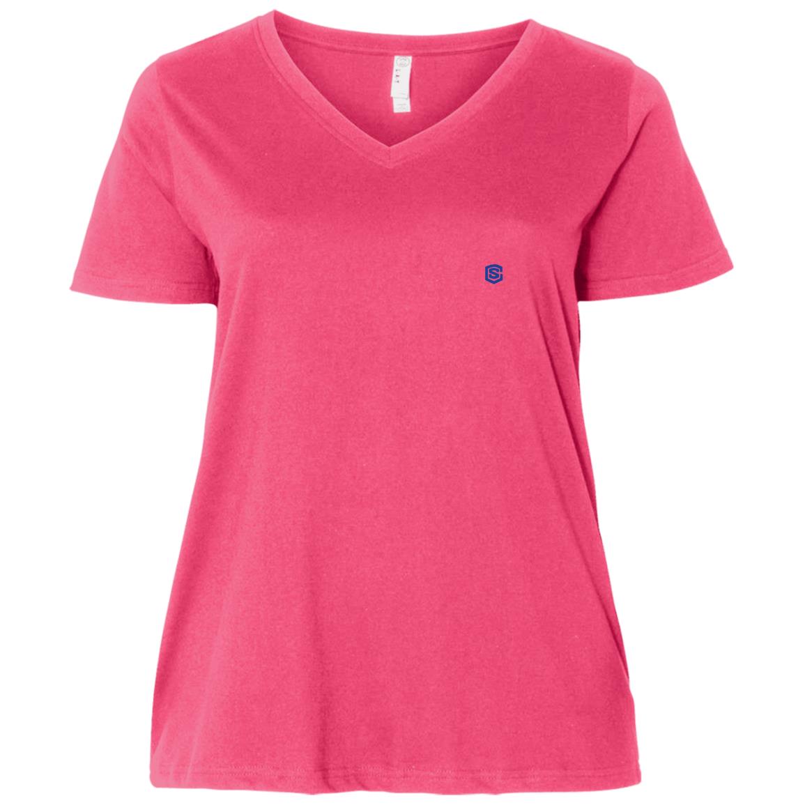 Illustrator Blue Logo 3807 Ladies' Curvy V-Neck T-Shirt