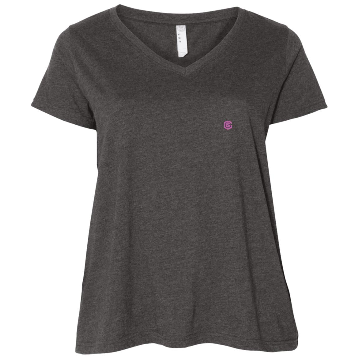 Illustrator Pink Logo 3807 Ladies' Curvy V-Neck T-Shirt