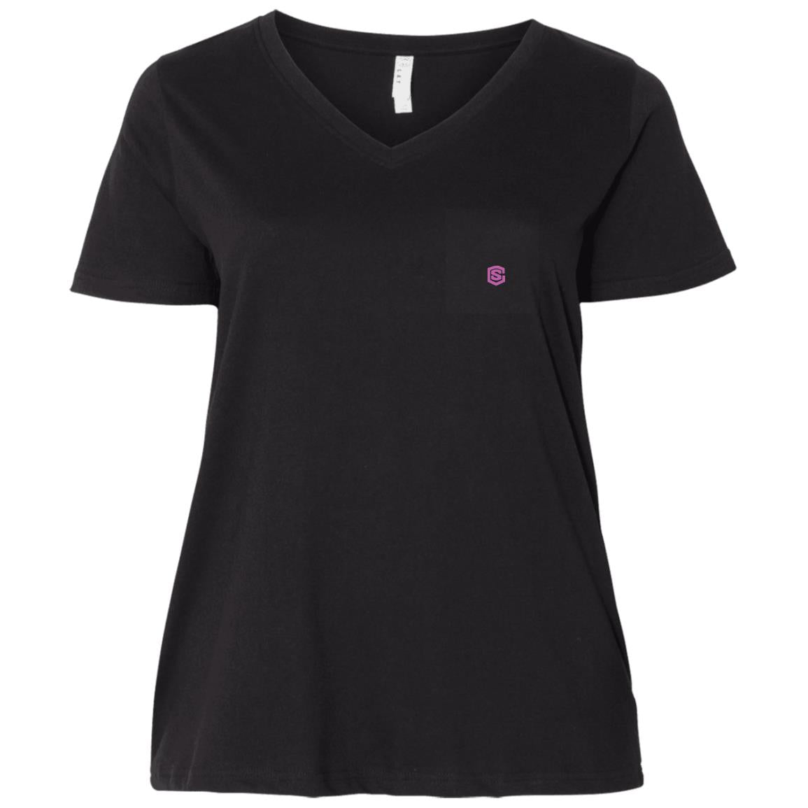 Illustrator Pink Logo 3807 Ladies' Curvy V-Neck T-Shirt