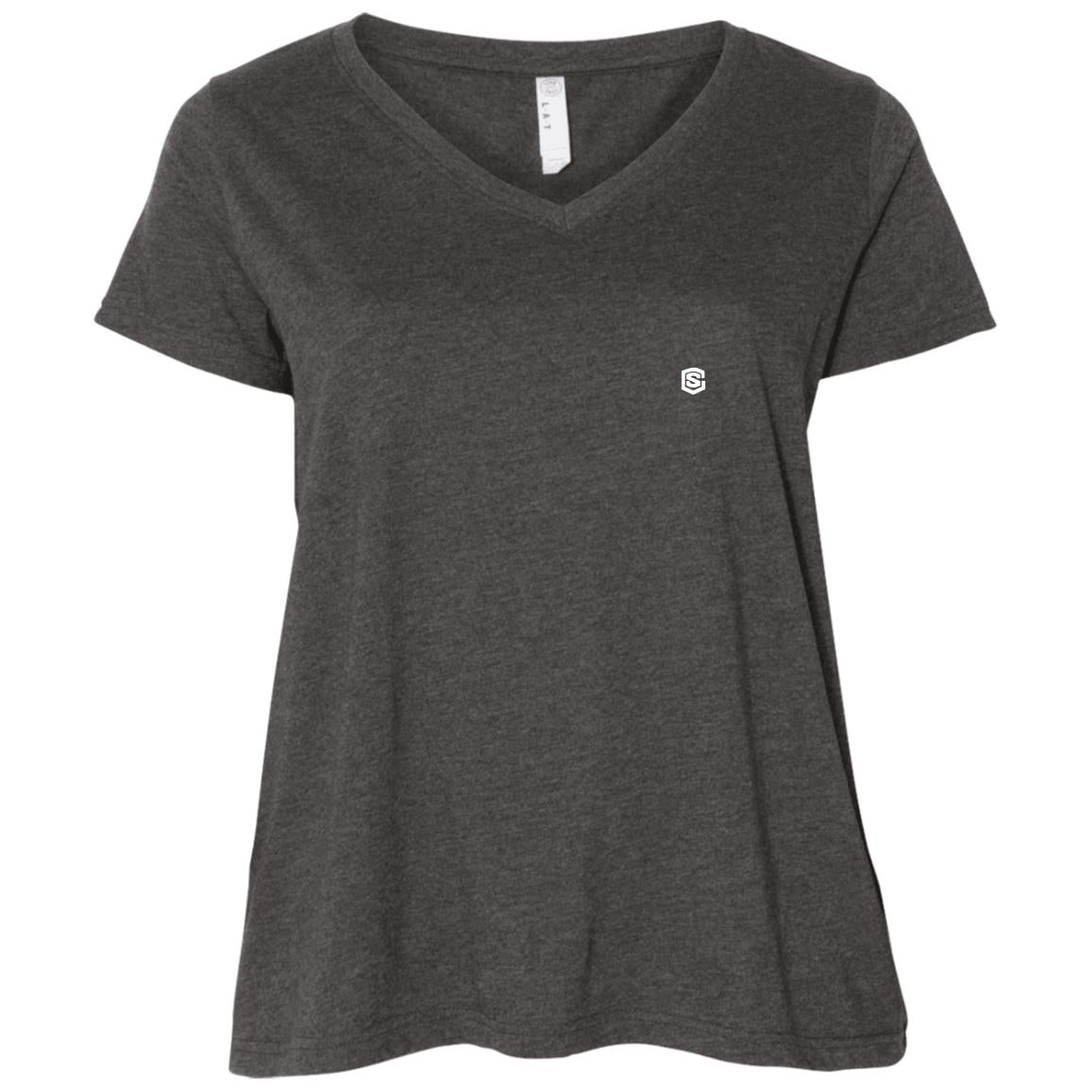 Illustrator White Logo 3807 Ladies' Curvy V-Neck T-Shirt