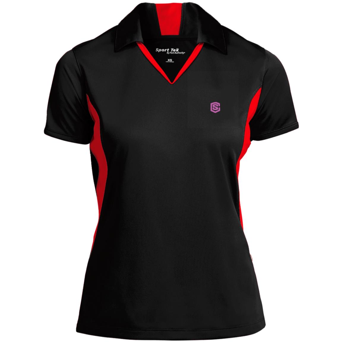 Illustrator Pink Logo LST655 Ladies' Colorblock Performance Polo