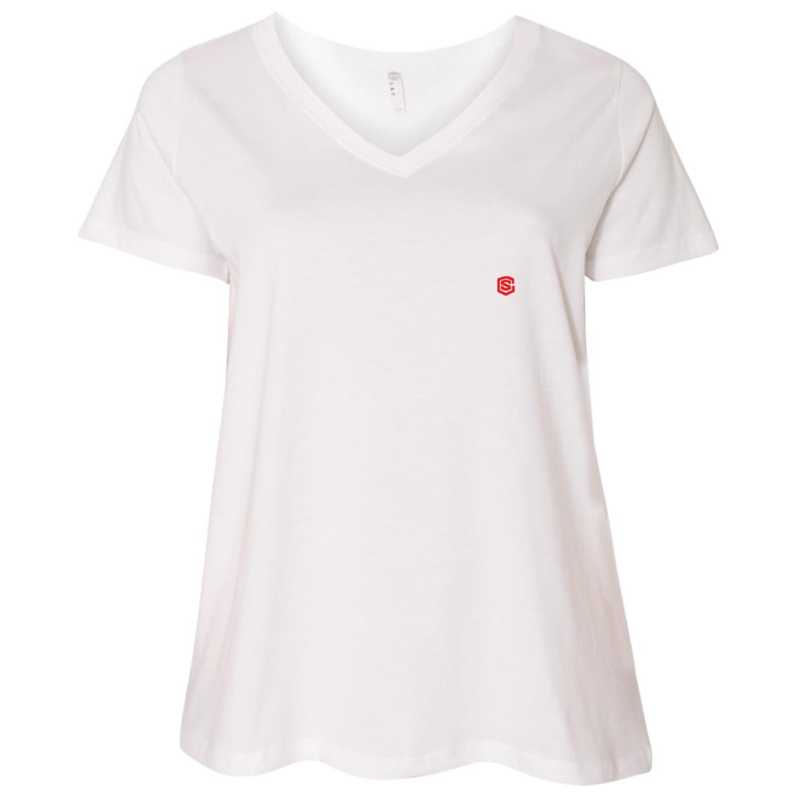 Illustrator Red Logo 3807 Ladies' Curvy V-Neck T-Shirt