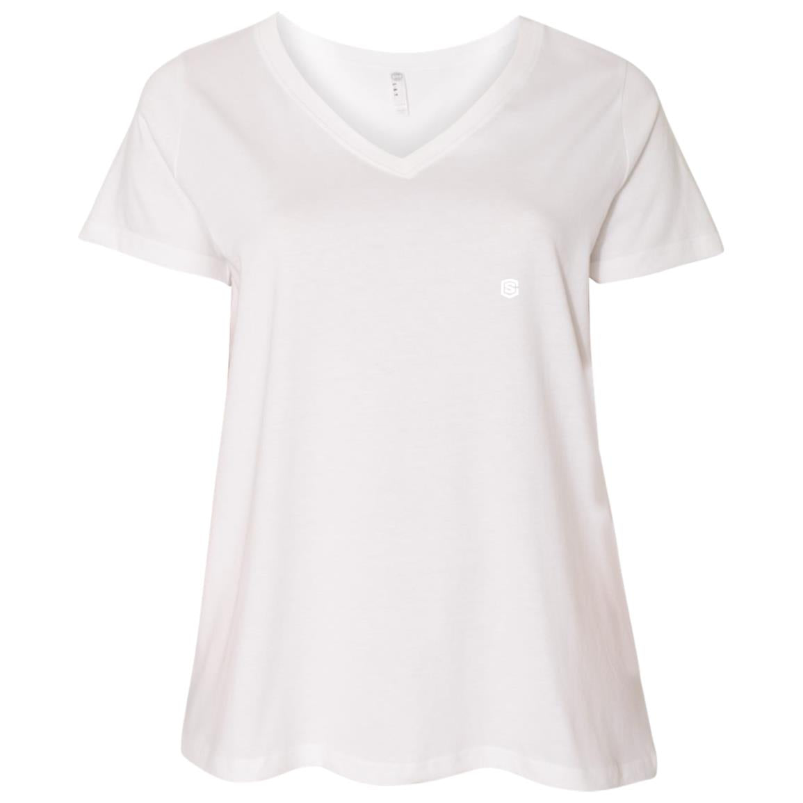 Illustrator White Logo 3807 Ladies' Curvy V-Neck T-Shirt