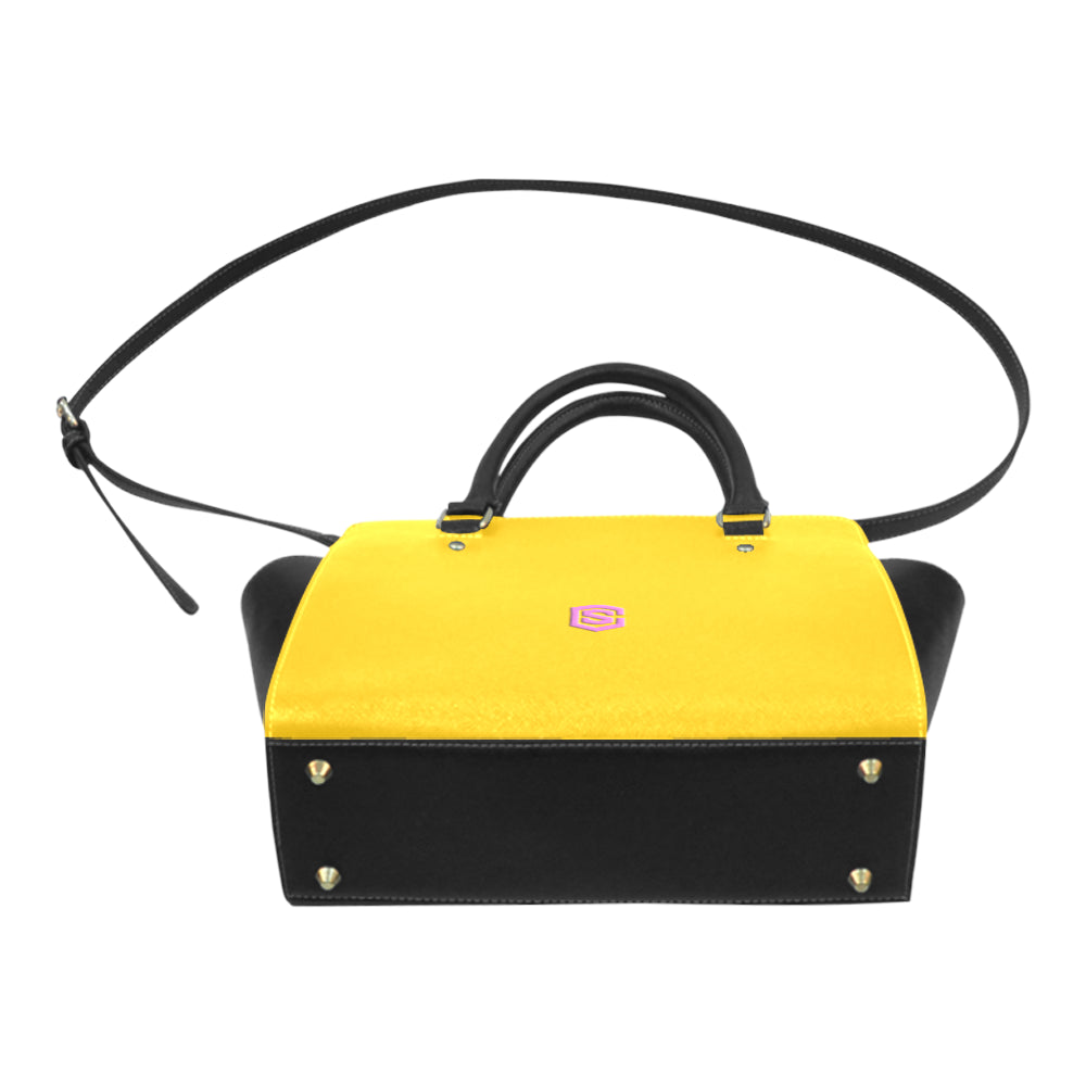 YELLOW CLASSIC SHOULDER HANDBAG pink logo Classic Shoulder Handbag (Model 1653)