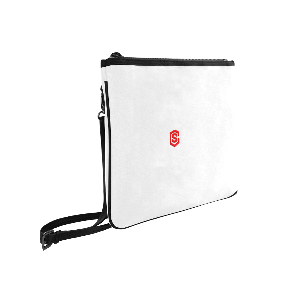 WHITE SLIM CLUTCH BAG red logo Slim Clutch Bag (Model 1668)