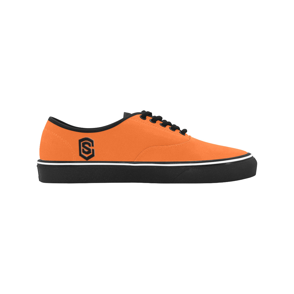 black logo Classic Men's Canvas Low Top Shoes/Large (Model E001-4)