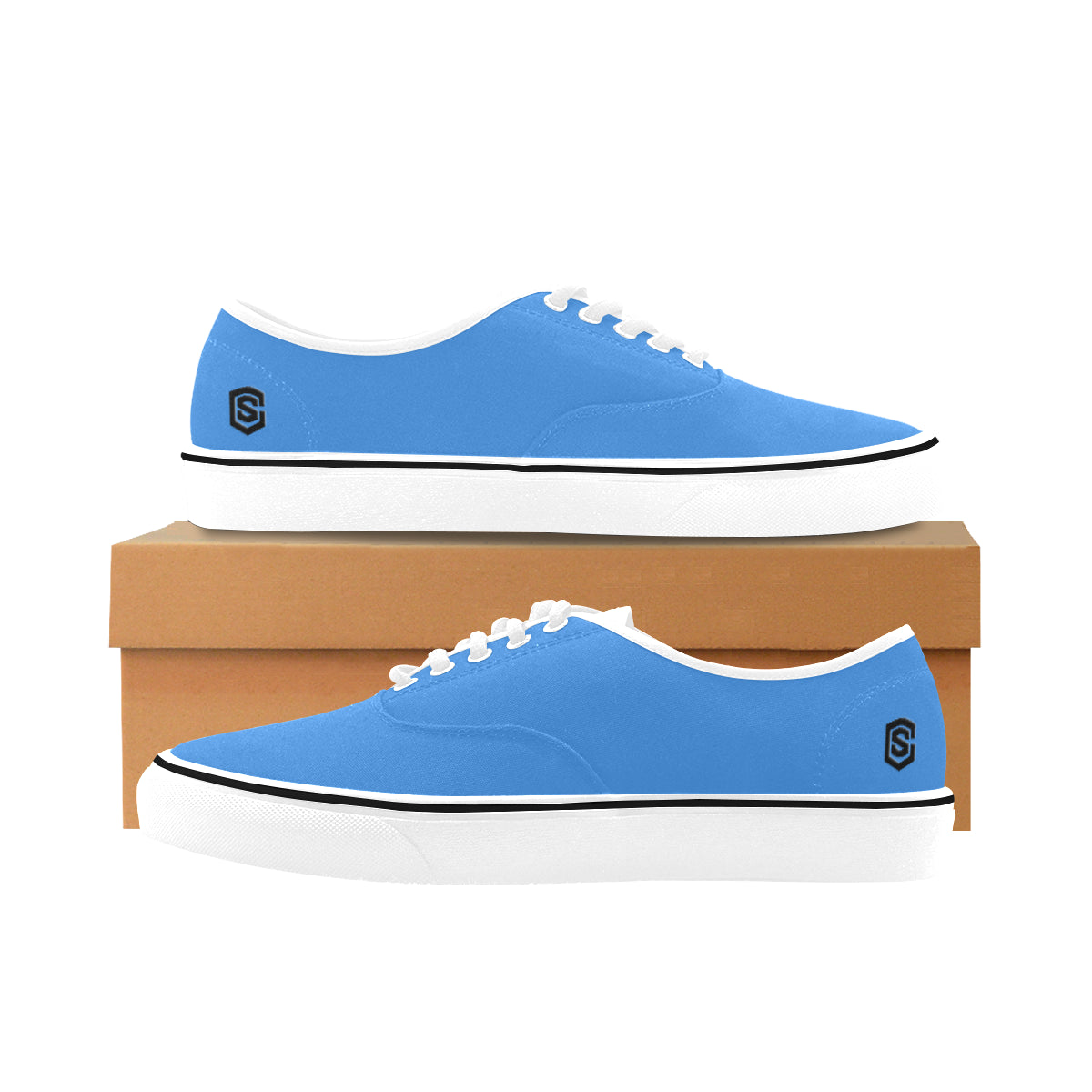 black logo Classic Women's Canvas Low Top Shoes (Model E001-4)