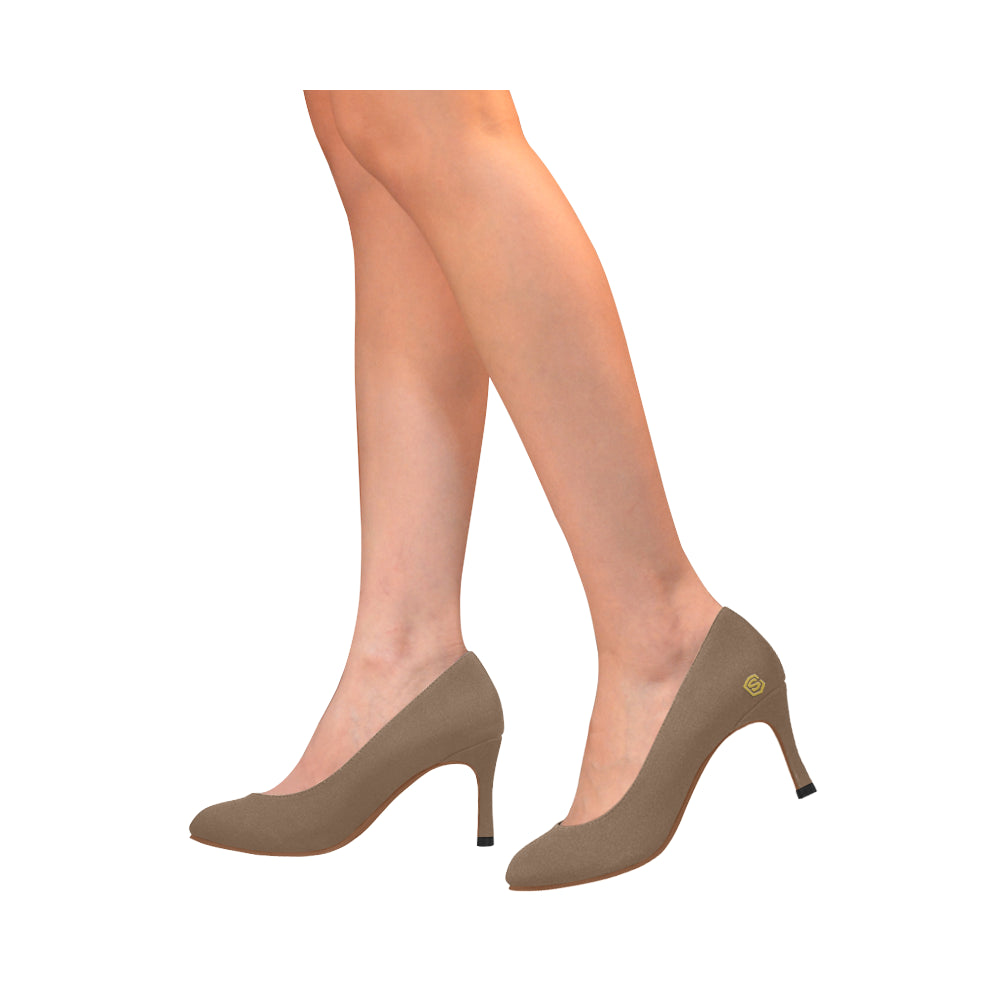 SALMON Women's High Heels gold logo Women's High Heels (Model 048)